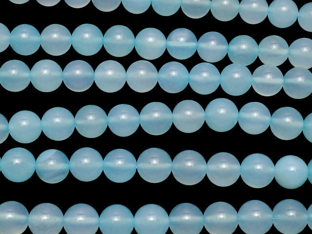 Sea Blue Chalcedony AAA - Round 10mm half or 1-strand beads (approx. 15 inches/36 cm)