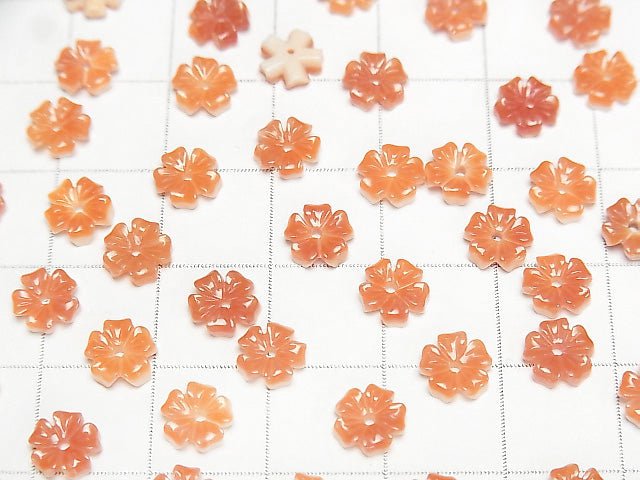 Orangene Muschel AAA Blume 6mm Mittelbohrung 4 Stück