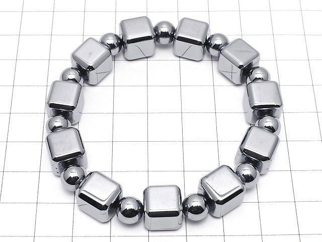 Terahertz Würfel 10x10mm & Rund 7.5mm Armband