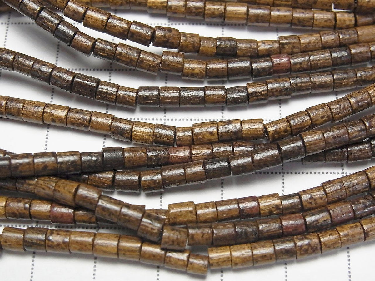 Wood Beads Tube 3x3x3mm 1strand beads (aprx.15inch/38cm)