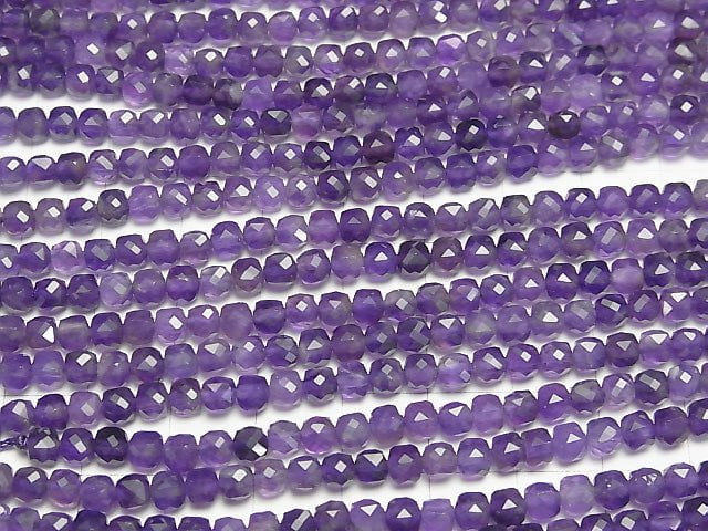 Hochwertig! Amethyst AA++ Würfelform 4x4x4mm halbe oder 1Strang Perlen (ca. 15 Zoll/38 cm)
