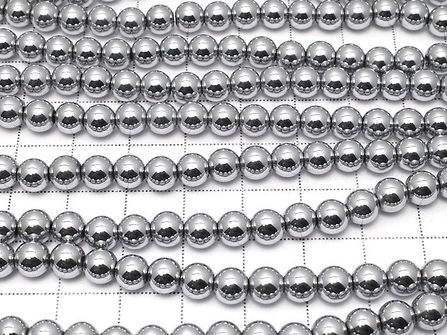 Hematite Round 6mm Silver coating 1strand beads (aprx.15inch / 38cm)
