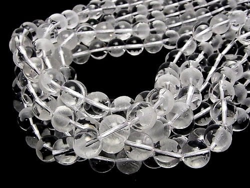 Lucky Cat Carving (Horizontal hole) Crystal Quartz AAA Round 10 mm, 12 mm, 14 mm half or 1strand beads (aprx. 15 inch / 38 cm)