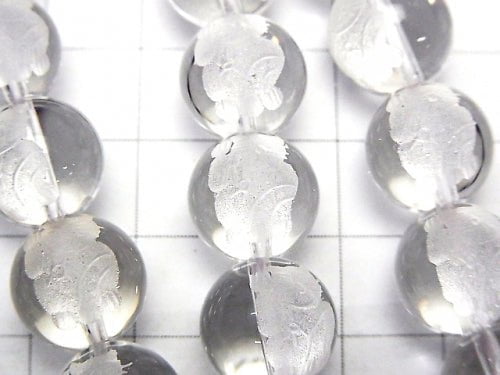 招財貓雕刻(垂直孔)AAA 級圓形水晶,10 毫米、12 毫米、14 毫米半串或 1 串珠子(約 15 英吋 / 38 公分)