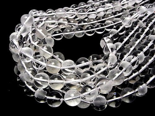 Lucky Cat Carving (Vertical Hole) Crystal Quartz AAA Round 10 mm, 12 mm, 14 mm half or 1strand beads (aprx. 15 inch / 38 cm)