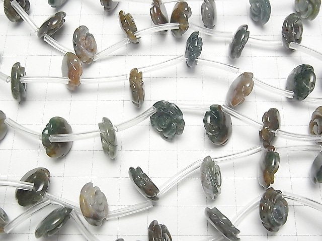 Indian Agate Rose 15mm half or 1strand beads (Approx 38pcs )