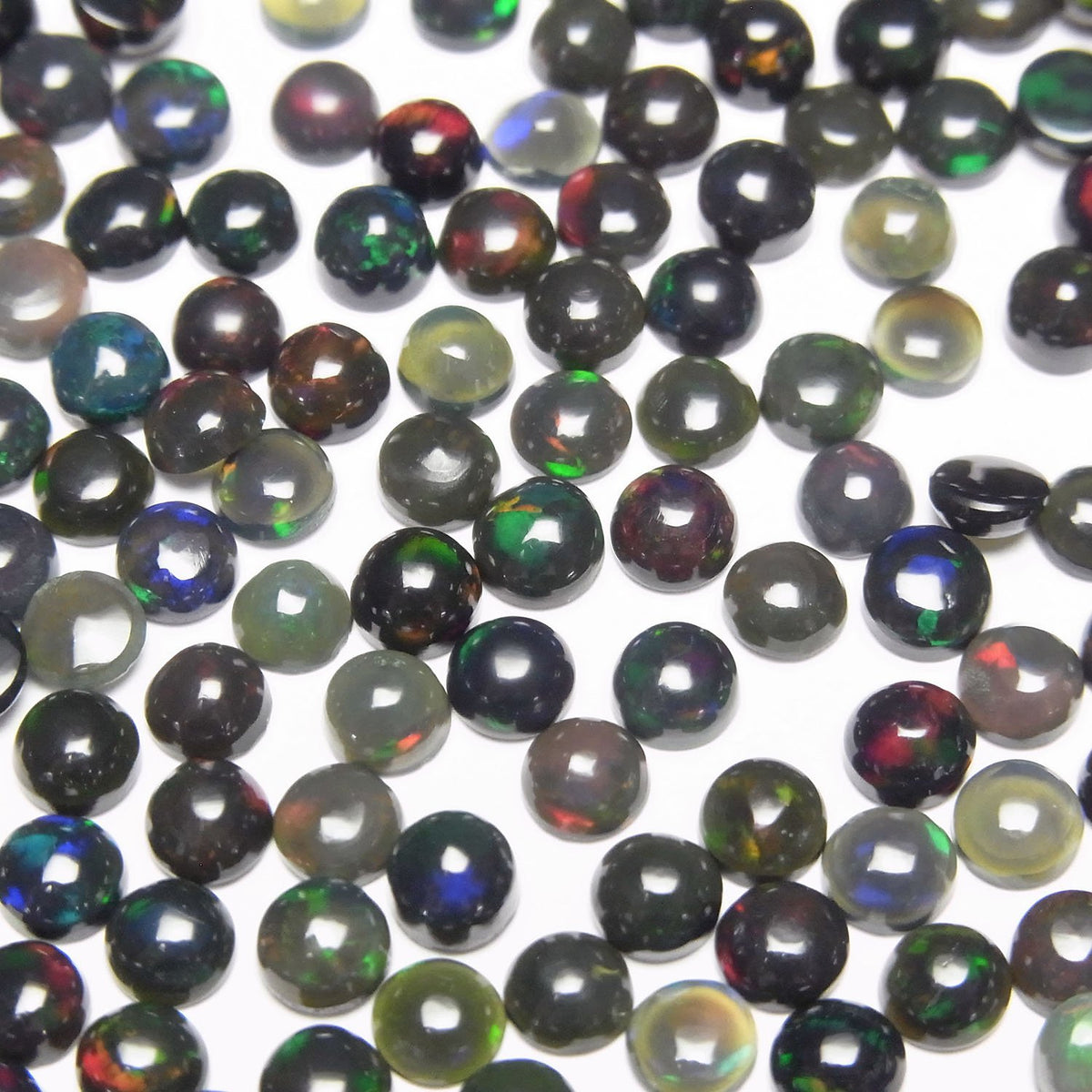 高品質黑色歐泊 AAA 圓形凸圓面 4x4mm 5顆