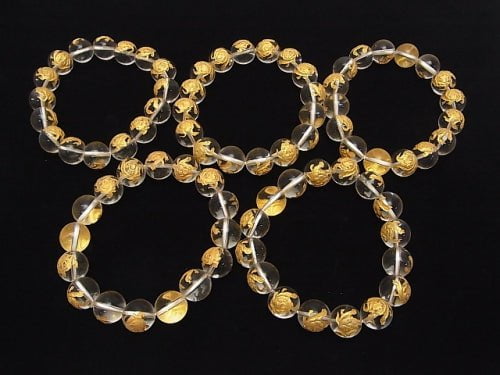 Golden! Carved of Turtle (Four Divine Beasts)! Crystal Quartz AAA Round 10mm,12mm,14mm,16mm half or 1strand beads (Bracelet)