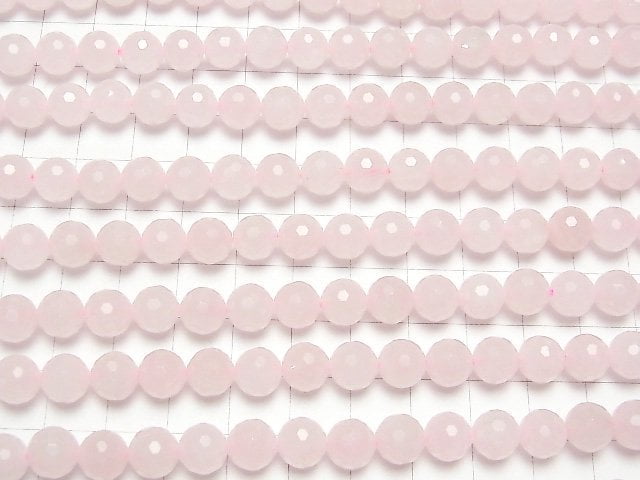 Rose Quartz AA++ 128Faceted Round 8mm 1strand beads (aprx.15inch / 37cm)