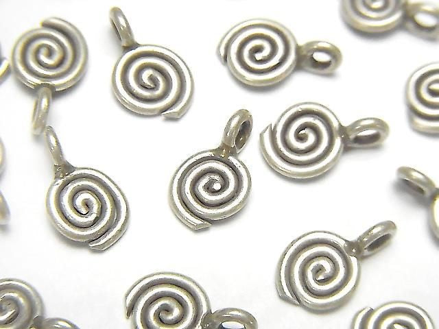 Karen Silver Swirl Pattern Coin Charm 6.5x6.5x1mm 1pc