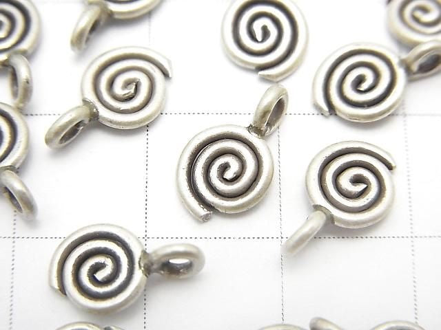 Karen Silver Swirl Pattern Coin Charm 6.5x6.5x1mm 1pc