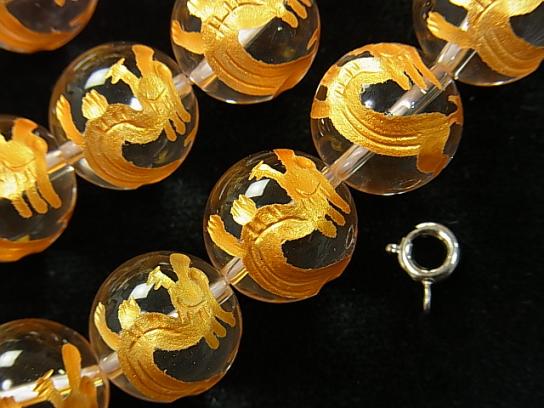 Golden! KIRIN Carving! Crystal Quartz AAA Round 10, 12, 14, 16 mm half or 1 strand