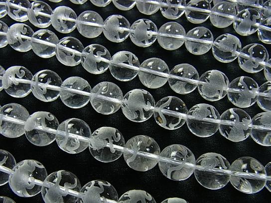 HAKUTAKU Carving! Crystal Quartz AAA Round 10, 12, 14, 16 mm half or 1 strand