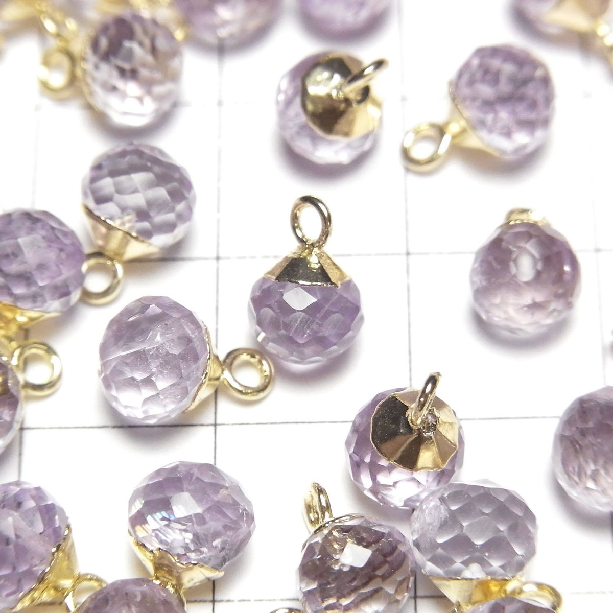 Amethyst Onion Faceted Briolette Charm Gold color 2pcs