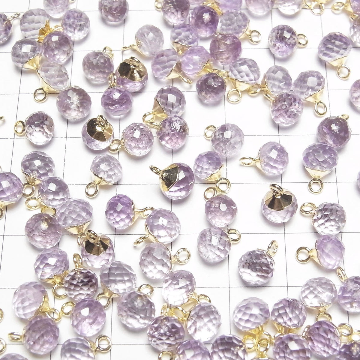 Amethyst Onion Faceted Briolette Charm Gold color 2pcs