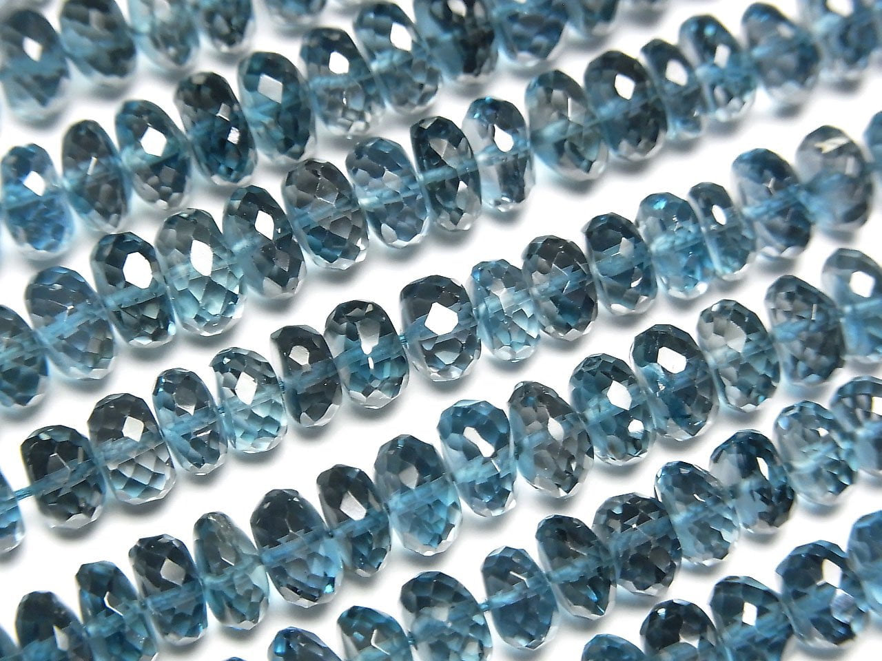 Topaze bleue de Londres de haute qualité AAA - Perles rondes à facettes demi-fil ou 1 fil (env. 9 pouces/22 cm)