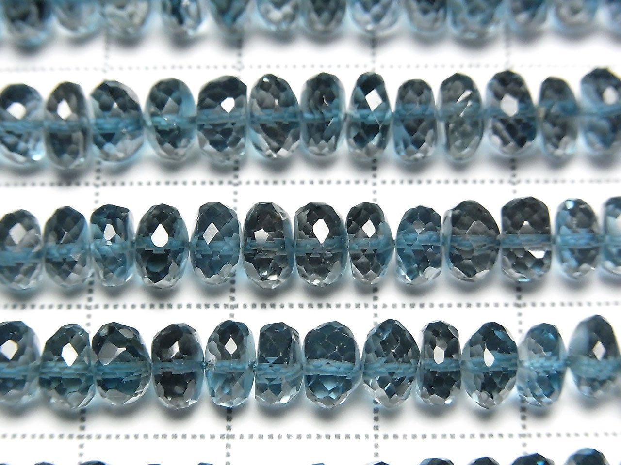 Topaze bleue de Londres de haute qualité AAA - Perles rondes à facettes demi-fil ou 1 fil (env. 9 pouces/22 cm)