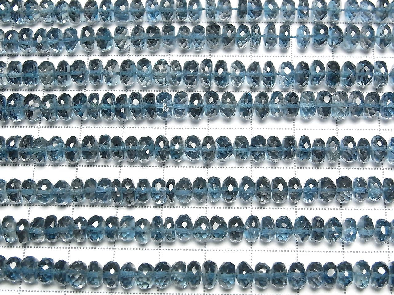 Topaze bleue de Londres de haute qualité AAA - Perles rondes à facettes demi-fil ou 1 fil (env. 9 pouces/22 cm)