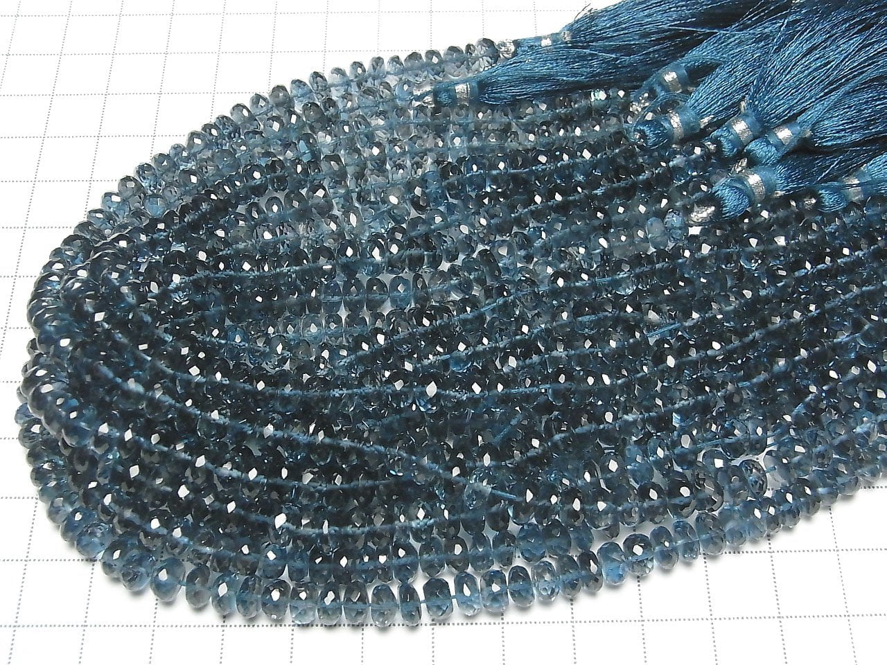 Topaze bleue de Londres de haute qualité AAA - Perles rondes à facettes demi-fil ou 1 fil (env. 9 pouces/22 cm)