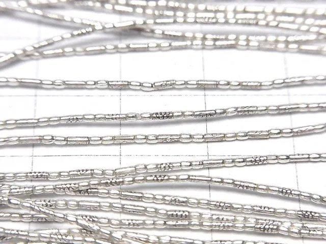 Karen silver flower pattern tube, 2.5x1x1mm half or 1-strand beads (approx. 27 inches/68 cm)