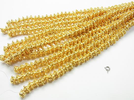 Copper Rondelle 10x10x6mm 18KGP half or 1strand beads (aprx.7inch/18cm)