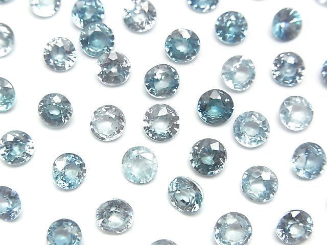 高品質天然藍色鋯石 AAA 散珠 圓形刻面 5x5mm 2顆