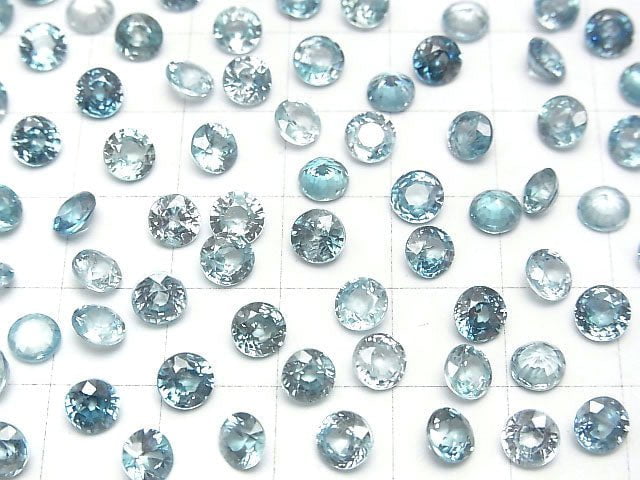 Hochwertiger Natürlicher Blauer Zirkon AAA Lose Steine Rund facettiert 5x5mm 2Stück