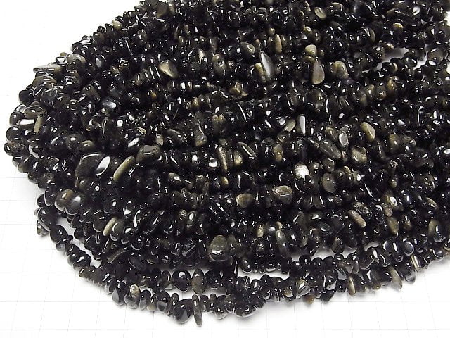 Goldener Obsidian Chips (Kleine Nuggets) 1Strang Perlen (ca. 31Zoll/78cm)