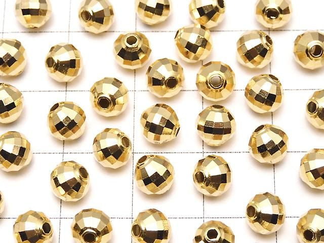 Silver925 Faceted Round 6mm 18KGP 5pcs