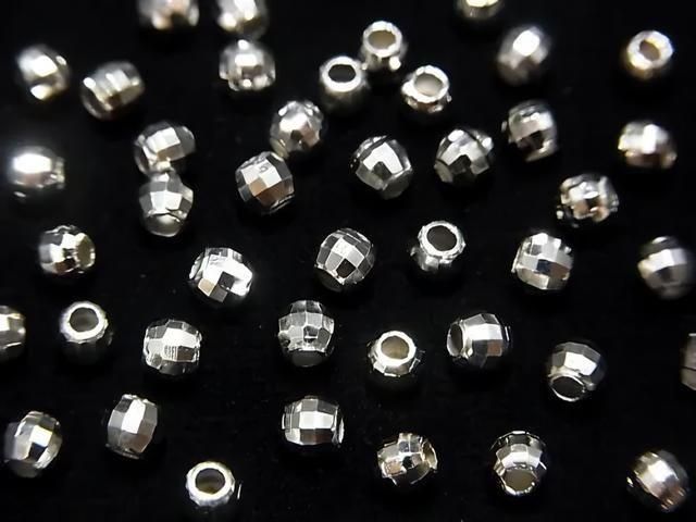 Silver925 Faceted Round 3mm Rhodium Plated 10pcs