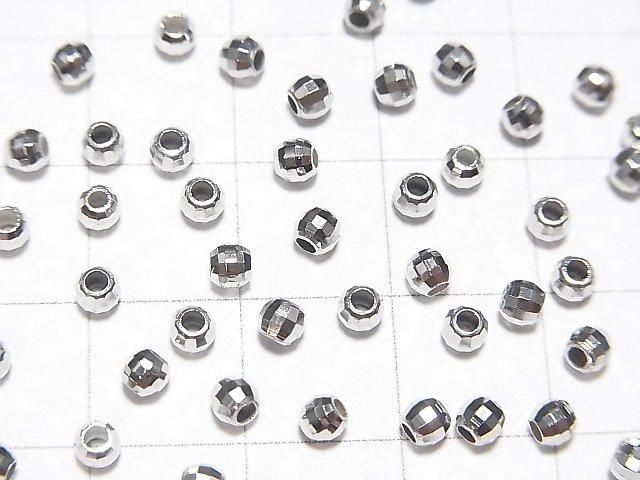 Silver925 Faceted Round 3mm Rhodium Plated 10pcs