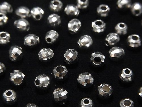 Silver925 Faceted Round 4mm Rhodium Plated 10pcs