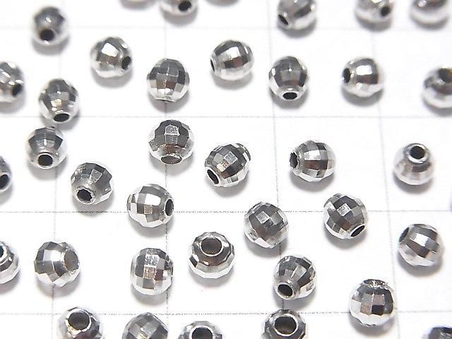 Silver925 Faceted Round 4mm Rhodium Plated 10pcs