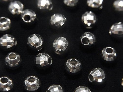 Silver925 Faceted Round 5mm Rhodium Plated 5pcs