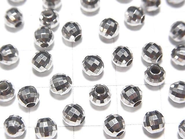 Silver925 Faceted Round 5mm Rhodium Plated 5pcs
