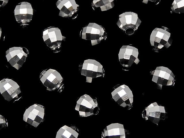 Silver925 Faceted Round 6mm Rhodium Plated 5pcs