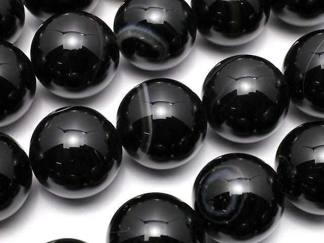 Striped Onyx Round 18mm half or 1strand beads (approx. 15 inches/36 cm)