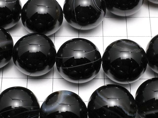 Striped Onyx Round 18mm half or 1strand beads (approx. 15 inches/36 cm)