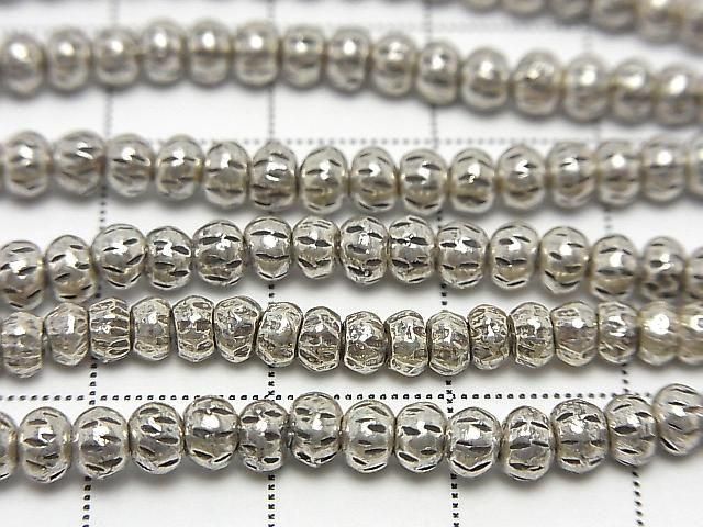 Karen Silver Decorative Rondelle 4x4x3mm 1/8 or 1-strand beads (approx. 15 inches/38 cm)