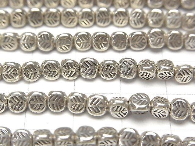 Karen Silver Decorative Triangular Beads 4mm 10pcs - 1 strand beads (approx. 15inch/38cm)