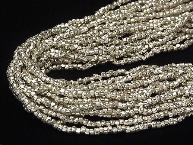 Karen Silver Ornament Rondelle 3.5x3x2.5mm 1/8 or 1-strand beads (approx. 15inch/38cm)