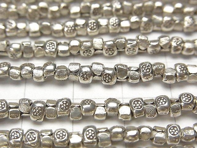 Karen Silver Decorative Rondelle 4x3x3mm 1/4 or 1-strand beads (approx. 15 inches/38 cm)
