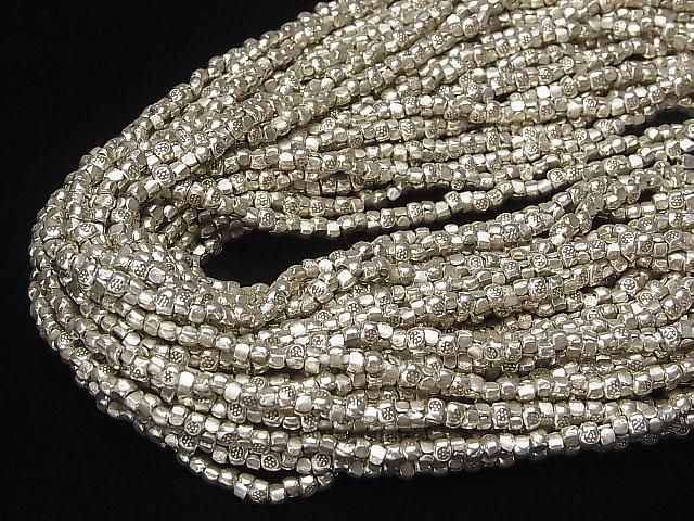 Karen Silver Decorative Rondelle 4x3x3mm 1/4 or 1-strand beads (approx. 15 inches/38 cm)