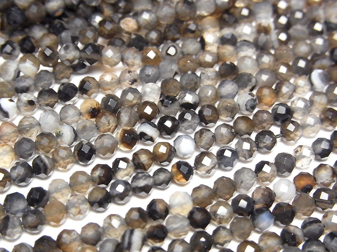 Haute qualité ! Agate brune striée facettée ronde perles 3mm 1 fil (env. 15 pouces/37cm)