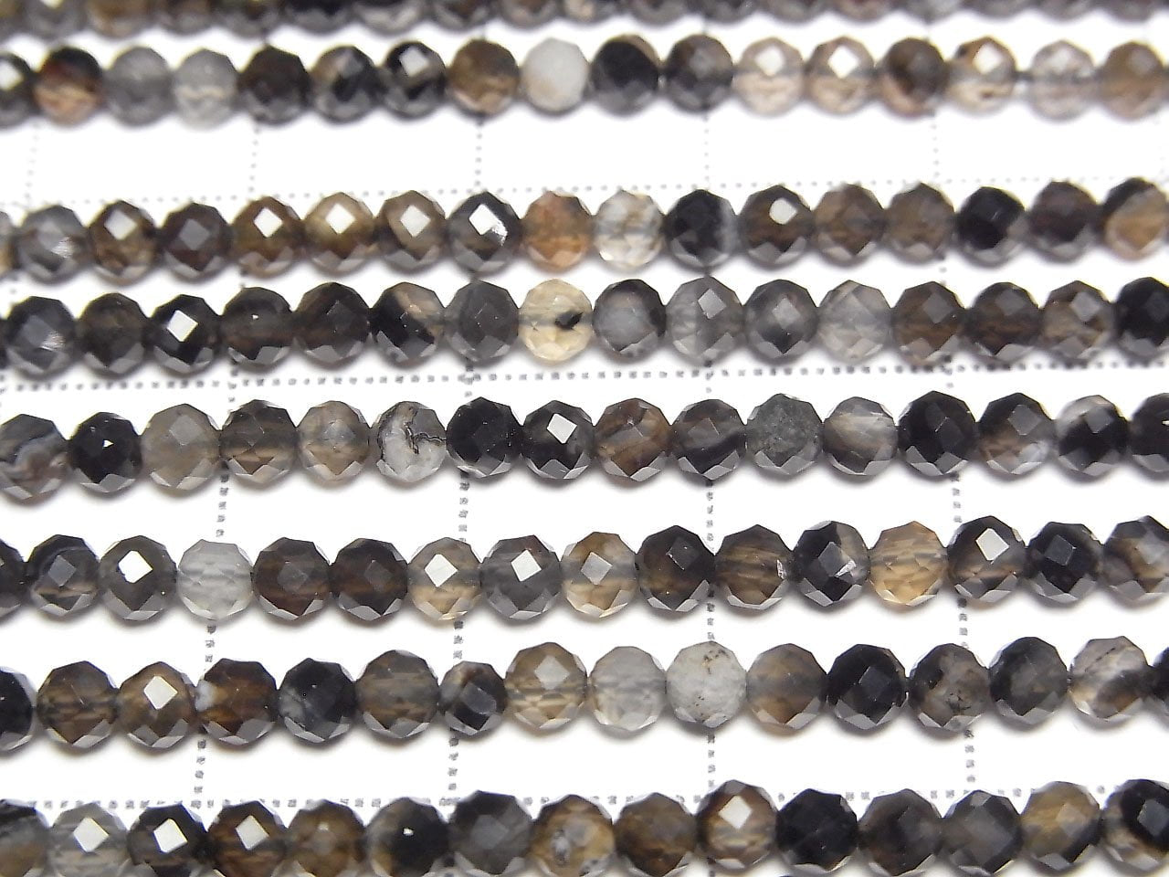Haute qualité ! Agate brune striée facettée ronde perles 3mm 1 fil (env. 15 pouces/37cm)