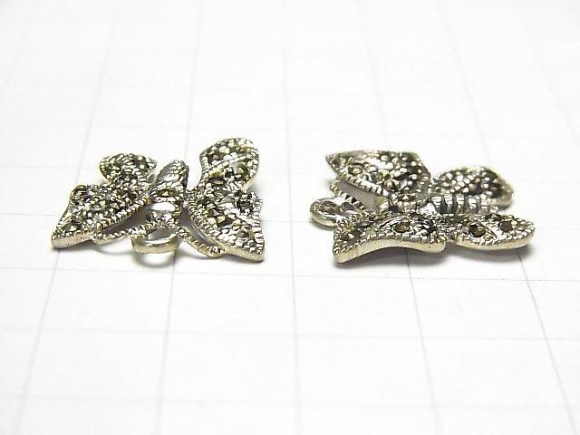 Silver 925 butterfly motif charm with marcasite, 17x17x2mm