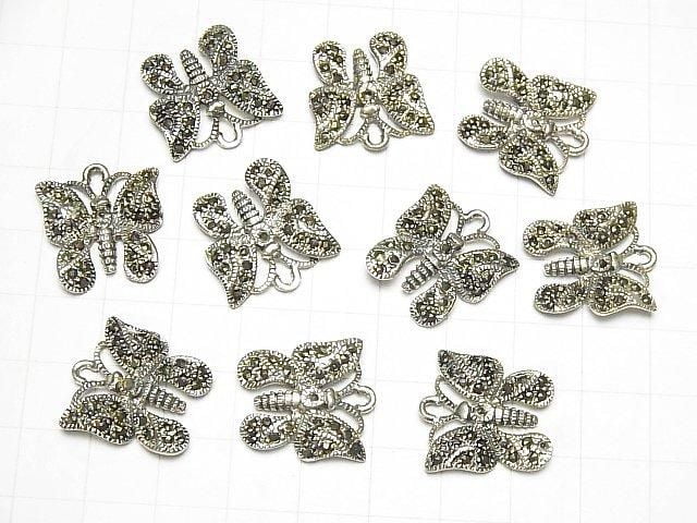 Silver 925 butterfly motif charm with marcasite, 17x17x2mm