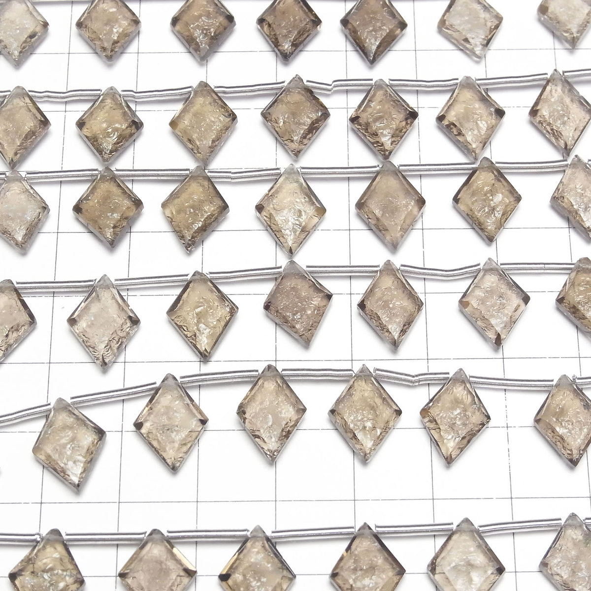 High Quality Smoky Quartz AAA Texture Diamond 14x10mm 1strand beads (9pcs)