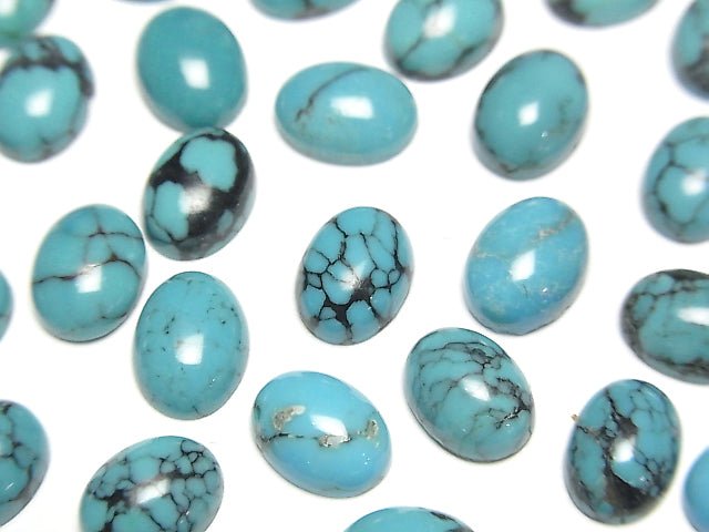 綠松石 AAA 橢圓形素面蛋面 8x6mm 帶圖案 4顆