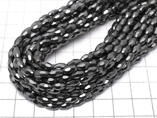 Magnetic! Hematite Faceted Rice 6x4mm x4mm 1strand beads (aprx.15inch/38cm)